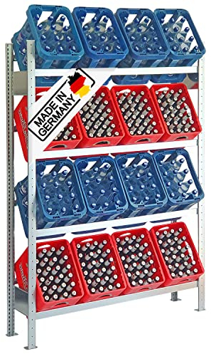 Lagerknecht Getränkekistenregal 16 Kisten Made in Germany professionelle Ordnung für Kisten; Regal für Getränkekisten, Getränkeregal, Wasserkistenregal, Bierkistenregal