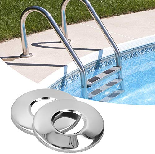 Rosetten aus Edelstahl, Poolleiter, Rosettenplatten, Poolleiter, Handlauf-Rosettenplatte, für 4,3 cm Leiter, Rohr, Pool-Handlauf-Ersatz, Poolleiter, Rosettenplatten, 2 Stück