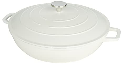 Commichef XR-L32CR 32cm Cast Aluminium Shallow Casserole Dish, Suitable for Oven and All Types of Hob, Perfect for Stews and Casseroles, Cream