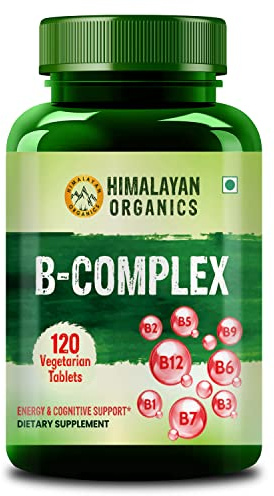 Himalayan Organics Vitamin B Complex with 100% RDA B1, B2, B3, B5, B6, B9 & B12 | 120 Veg Tablets