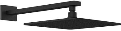 CHRIS BERGEN Wassersparende Kopfbrause mit Brausearm - Duschkopf wassersparend - Abmessung: 25 cm x 25 cm - in Schwarz matt