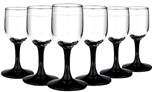 Altom Design Schnapsgläser Onyx, Stamper für Alkohol, Shotgläser Set mit Schwarzen Stiel 35ml