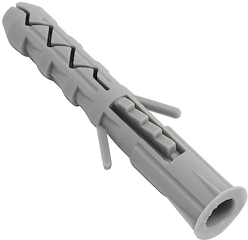 AERZETIX C67098 Chevilles Classiques Ø8x50 mm à collerette, Lot de 100 | Polyamide, Maçonnerie, Fixation béton brique parpaing, Bâtiment vis construction