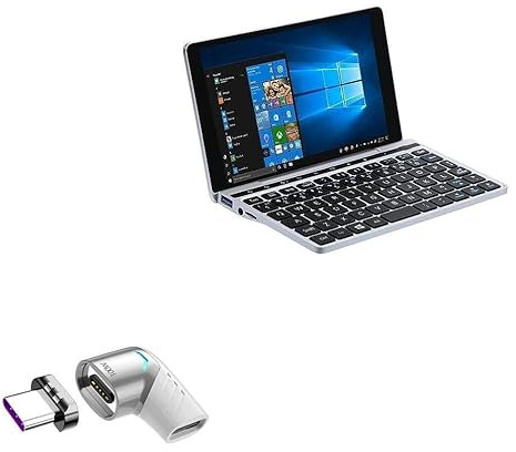 BoxWave Adapter Compatible with Lanruo GPD Pocket 2 - MagnetoSnap PD Angle Adapter, Magnetic Charging Connector Device Saver - Metallic Silver