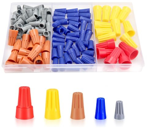 YIXISI 120 PCS Electrical Wire Connection Screw Twist Connector Cap, Closed End Cap, Spring Insert Twist Nuts Caps Screw Terminals Connection Assortment Set with Box