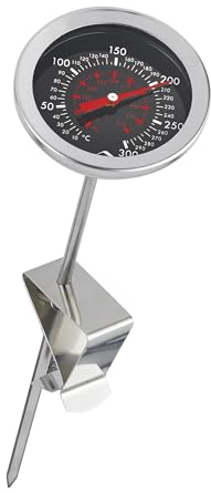 Küchenprofi Termómetro de acero inoxidable para freír con práctico clip, termómetro de cocina, termómetro para barbacoa, termómetro analógico para carne, escala de 0 – 300 °C, lectura en °C y °F, 21,2