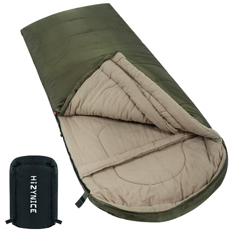 HiZYNICE 0-Grad-Schlafsack, 100% Baumwolle, Flanell, XXL, für Erwachsene, groß und groß, kaltes Wetter, Winter, Nullgrad, Camping, kostenloser Kompressionssack