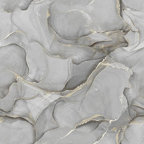 Muriva Elysian Marble Effect Pattern Subtle Neutral Colours Wallpaper for Living Room, Bedroom, Hallway – Decorative Luxury Wallpaper – 212512 Black/Gold