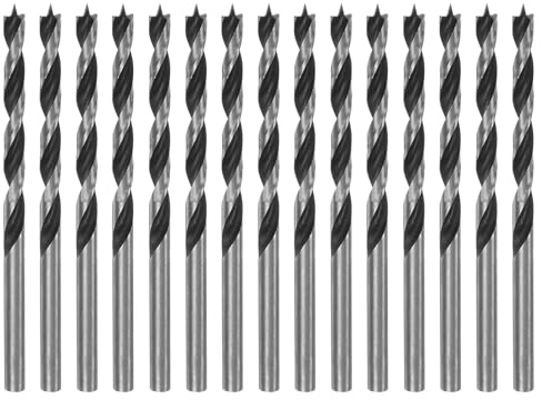 sourcing map 15pcs Brad Point Drill Bits 4mm(10/64) Dia Straight Round Shank Drill Metric Brad Point 1.8 Drilling Depth Spiral Twist Drill Bits for Carpenter Woodworking Plastic Rubber