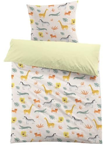MUSOLEI Bettwäsche 135x200 Tier Kinder Mädchen Kinderbettwäsche Jungen Wildtier Löwe Krokodil 3D-Druck Mikrofaser Bettbezug 1 Kissenbezug 80x80 Bettwäsche-Set für Einzelbett, Tier02