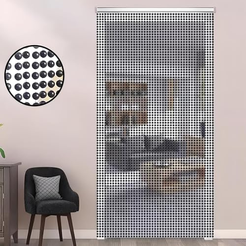Eiauiuo Schwarz Perlenvorhang Fadenvorhang Türvorhang Raumteiler Deko Insektenschutz Fliegenvorhang Tür Fenster Hängender Perlenvorhang Aluminiumlegierung Schiene(120x200cm(120 Stränge))