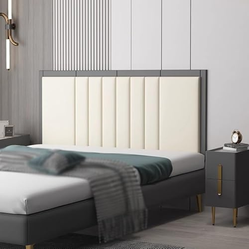 PFCDZDU Headboard Wall Padded, Wall Mounted Upholstered Wall Panel For Bedroom Home Decoration, 3D Anti-Collision Soundproof Water Proof Wall Stickers(Beige,200x60cm)