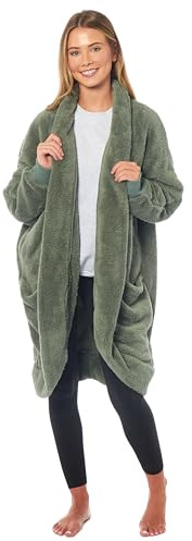 Daisy Dreamer Womens Cardi Gown Robe Ladies BathRobe House Coat Comfort Dressing Gowns Overcoat Long Sleeve Robes Warm Cosy Loungewear with Pockets (UK, Alpha, L, XL, Regular, Regular, Sage Green)