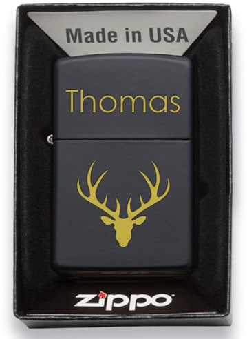 GRAVURZEILE x ZIPPO Personalisiertes Sturmfeuerzeug - Wunschtext & Icon - Hochwertige Lasergravur - Sturmfeuerzeug - Windfest & Langlebig - Nachfüllbar - Personalisierte Geschenke für Männer