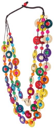 ANDRESLAD Einzigartige Halskette Aus Holzperlen Kokosnuss-muschel-halskette Für Boho-stil Mehrlagige Afrikanischer Schmuck Mit Muschelanhängern
