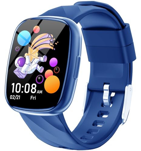 Smart Watch per bambini Fitness Activity Tracker per ragazzi e ragazze, impermeabile, giochi di puzzle, sveglia musica, modalità sport, frequenza cardiaca, sonno, pedometro, smartwatch per bambini