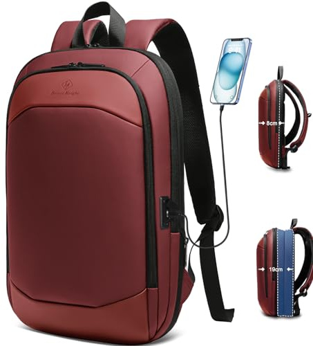 HEROIC KNIGHT Laptop Rucksack Herren 17 Zoll wasserdicht mit USB-Rot | Erweiterbarer Arbeitsrucksack, flugtaugliches Handgepäck, vielseitiger Tagesrucksack für Büro, Uni und Geschäftsreisen