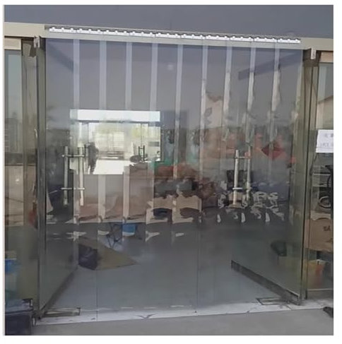 Vinyl Strip Door Curtain Kit Waterproof Plastic Hurricane Shutters Gate for Living Room and Bedroom Windproof Strip Curtain for Privacy and Energy Saving 1.3mm Thick 0.75x2m Size