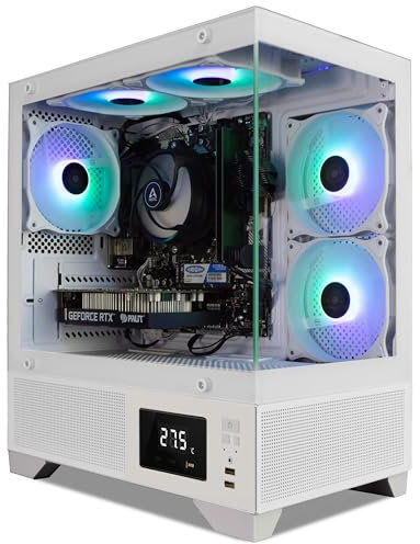 ionz Gaming PC - Desktop Computer, Intel i5-12400F, Nvidia RTX 5060, 16GB RGB RAM, 1TB NVMe SSD, Windows 11, 600W 80+ PSU, LED Display, USB WiFi,Aether Vision, White