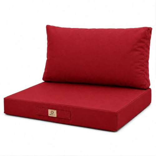 deco arts Coussins pour Salon de Jardin Déhoussable - Coussins extérieur - 60x70 cm - Coussin de Remplacement pour Fauteuil, Banc & Chaise d'extérieur - Imperméable & Confortable - Rouge