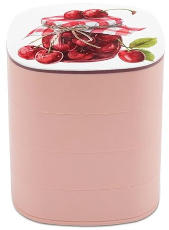 Jar of Cherry Jam Jewelry Boxes for Women, Earring Holder Organizer Rotating Jewelry Organizer for Necklaces Bracelets Ring