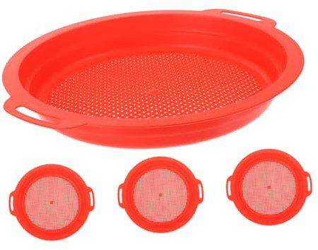 Toyvian 4 Pack Kids Sand Sifter Toys Beach Shell Sieve for Digging Sorting Exploring Colorful Plastic Strainer for Beach Parties Sandbox Play