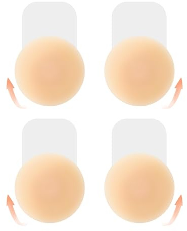 SAIIURV 2 Paia Reggiseno Invisibile, Coppe Adesive Seno Push Up, Reggiseno Push Up Invisibile in Silicone, Copri Capezzoli Adesivi Riutilizzabile per Abiti da Sera (Beige)
