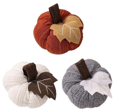 GXGM 3 Pezzi Thanksgiving Ornamento di Zucca, Zucca Uncinetto, Giocattoli Creativi a Maglia, Piccoli Portafortuna, Decorazioni per Amici Incoraggianti Giocattoli