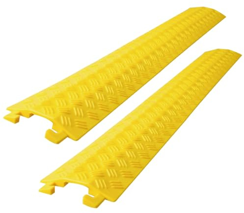 Pasacables Suelo para Interiores y Exteriores, Canaleta Cables Suelo con Enclavamiento para Uso en Oficinas y Almacenes, Evita Tropiezos(Yellow)