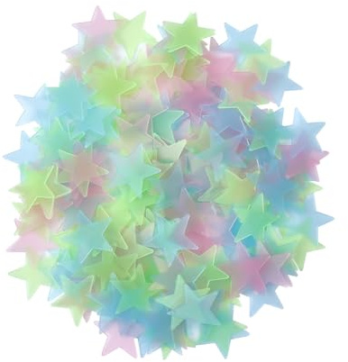BEAMARKER 200 Stück Bunte Im Dunkeln Leuchtende Sterne Aufkleber Für Die Decke Leuchtende Kunststoff Wandaufkleber 3D Sternenhimmel Wandbilder Schlafzimmer Heimdekoration Nachtlicht DIY Wandkunst Zimm