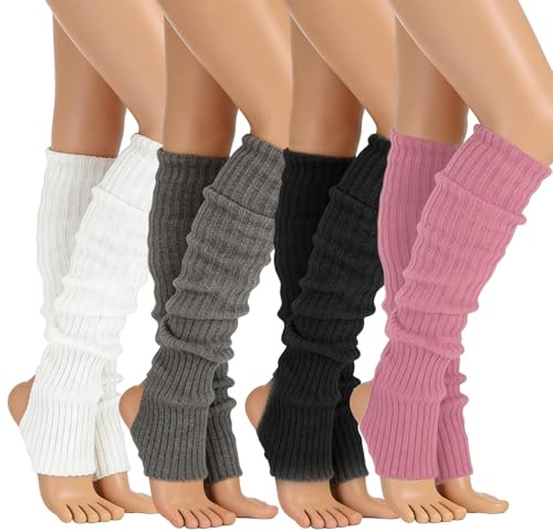 MOAZIFI 4 Paar Beinstulpen Damen – Weiche Stulpen für Damen, Warme Leg Warmers Winter, Modische Stulpen für Tanz, Alltag & Outdoor – Perfekte Geschenke für Frauen