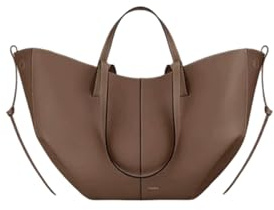 CORIOS Damen Handtasche Flügeltasche Cyme Rindsleder Schultertaschen Eimer Taschen Große Kapazität Tragetasche Elegant Tote Beutel Henkeltaschen 2pcs für Reise Arbeit Shopper Alltag Kastanie S