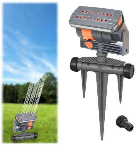 Viereckregner 16 Loch Rasensprenger für Kleine Flächen, 35 M² Rasensprenger Viereckregner Fächerspray Einstellbarer Wasserdurchfluss Rasensprinkler Rasenbewässerung & Sprinkleranlage für Garten Rase