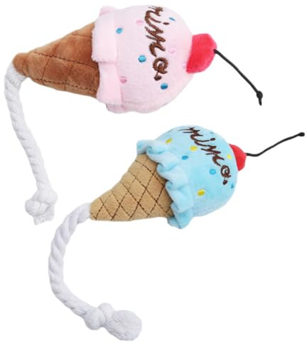 SHINEOFI Lot de 2 Jouets couineurs en Peluche pour Chiens, Forme Glace, Bleu et Rose, Doux et résistant, pour Jouer à la Maison, Convient aux Chiens de Petite et Moyenne Taille