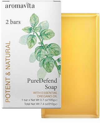Aromavita Oreganöl-Seife - Naturseife mit Oraganoöl für Gesicht, Körper, Hände & Füße – Antibakteriell, Entzündungshemmend und sanft zur Haut, ideal für Akne, Ekzeme, Pilzinfektionen & Gerüche - 2 St