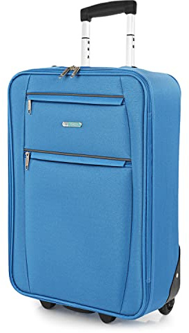 ITACA - Valigia 55x40x20 Trolley Bagaglio a Mano. Valigie per i Tuoi Viaggi in Cabina. Trolley Bagaglio a Mano. Materiale EVA Polyester Resistente e Super Leggero, Cowboy blu
