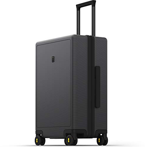 LEVEL8 Koffer Trolley, Rollkoffer Reisekoffer Hartschalen 4 Rollen, Spinner Handgepäck,TSA, 100% PC,Micro-Diamond Textured Design Groß(66cm, 65L,Dunkel Grau)