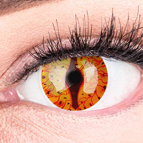 Meralens Lenti a Contatto Colorate marrone dragon - con porta lenti a contatto - ideali per Manga Anime Cosplay Halloween – Durata 1 Anno 1 Coppia (2 pezzi) senza correzione