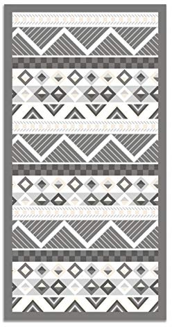 Panorama Tapis Vinyle - Modèle Aztèque Gris 80x200 cm - Différentes Tailles - Deco Maison, Cuisine, Chambre et Exterieur