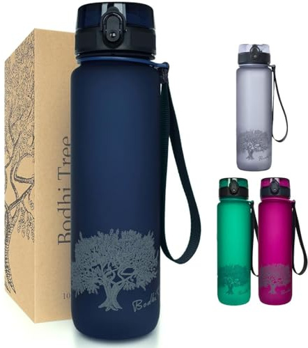 Bodhi Tree Trinkflasche, hygienischer Deckel mit Sicherheitsclip, leichte langlebige Sportflasche, 1-Klick-Öffnung, umweltfreundlich, geschmacksneutral, ideal für Outdoor