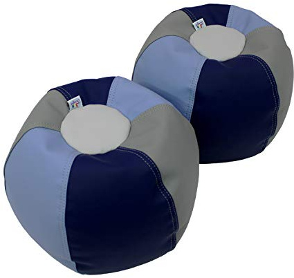 FDP SoftScape 10 inch Bean Puffs Seating Set for Toddlers and Kids, Colorful, Flexible and Lightweight for Daycare, Preschool, Home (2-Pack) - Navy/Powder Blue