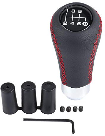 Hlyjoon Universal 6 Speed PU Gear Shift Knob with 3 Hoses in Red for Civic