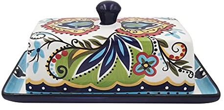 Creative Ceramic Butter Box European-Style Tableware with Lid, Dessert Plate, Cheese Box Refrigerator Soft Butter Cheese Container Tray, Color
