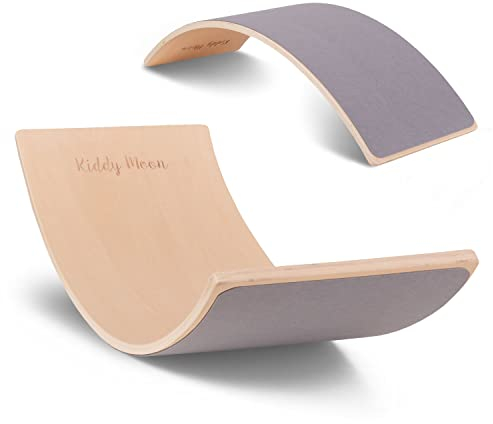 KiddyMoon Balance Board Aus Holz Für Kinder, Babys Montessori Spielzeug, Gleichgewicht, Balancieren Babys Holzspielzeug, Balancebrett Wackelbrett Gleichgewicht, Natürlich