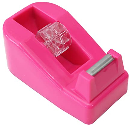 QILIMA Skrivbordstejp dispenser halkfri bas, för förpackning på kontor, restaurang, blomsterbutik, kakbutik, rosa