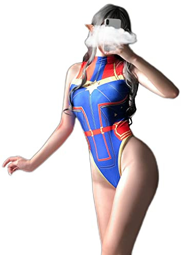 SINMIUANIME Dam one-piece anime baddräkt party högt skuren bodysuit cosplay trikåer teddy underkläder set (Pentagram)