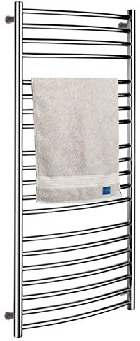WPHH Radiatore Scaldasalviette Elettrico, Scalda Asciugamani Moderno A 20 Barre Curve, Portasciugamani Elettrico A Parete da 173 W, Accessori da Bagno in Acciaio Inossidabile 304,Bright,Hardwired