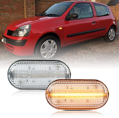 njssjd LED-Seitenmarkierungsleuchten Blinker Seitenblinker Kompatibel mit R/Enault Clio Espace Twingo Gelbe Blinkerlampe Repeater Klare Linse 2St