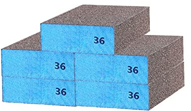 Carta vetrata a doppio uso, spugne abrasive super grossolane 36 grane, lavabili e riutilizzabili, legno, pareti, auto e metallo, 5 pezzi