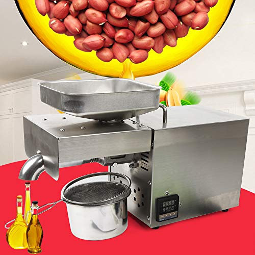 Temperaturkontrolle Ölpresse 610W Automatische Ölextraktion Olivenkerne Rapssamen Öl Expeller Heißpresse Edelstahl Extraktor für Flachs Erdnuss Rizinus Hanf Perillasamen Raps Sesam Walnuss